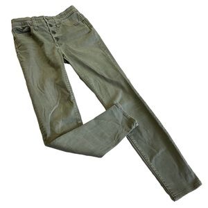 Size 25 Madewell 9" High Rise Skinny Jeans Button Fly Garment Dyed Green